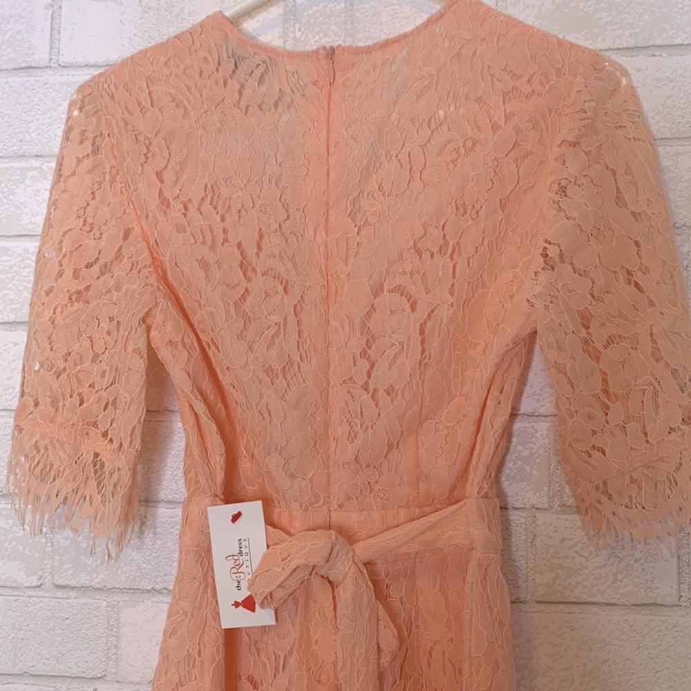 NWT Aura Peachy Pink Lace Romper - Picture 8 of 13